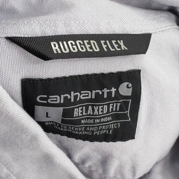 Carhartt Rugged Flex Relaxed Fit Short Sleeve Button-Up Shirt L Large Solid Gray - Picture 4 of 4